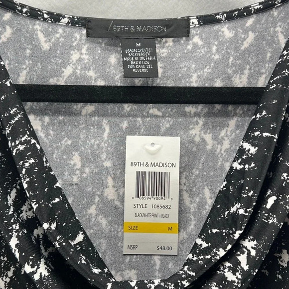 89TH & MADISON Tank Womens Sz M Printed Draped Sleeveless Stretch Jersey Black - Picture 7 of 10